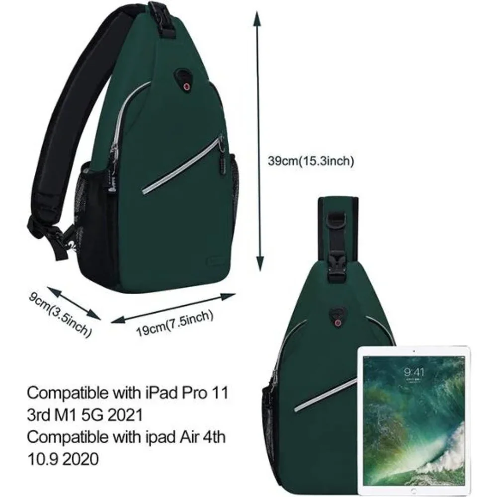 Multipurpose Crossbody Shoulder Bag Travel Hiking Daypack, Peacock Green